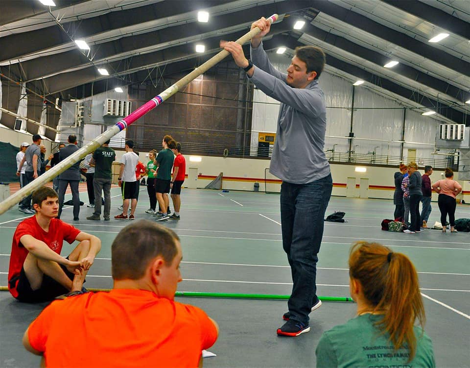 Teaching the pole-vault at the Vermont Track and Field festival